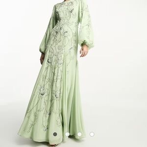 Elegant Green Embroidered Dress